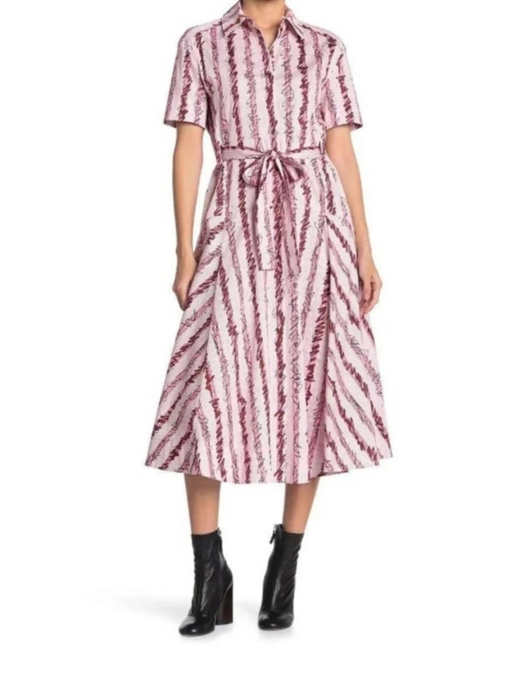 Burberry Scribble Stripe Cotton Shirt Dress